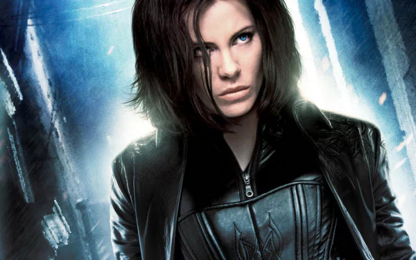 HD PC desktop wallpaper featuring a character from the movie Underworld: Awakening, showcasing a dark, intense atmosphere with a strong female lead.