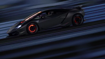 A sleek Lamborghini Sesto Elemento speeds along a blurred track, showcasing its striking design and dynamic presence. This HD image serves as an impressive PC desktop wallpaper.