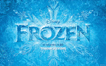 A vibrant HD desktop wallpaper featuring the iconic Frozen title against a frosty blue background, promoting the movie's theatrical release on Thanksgiving.