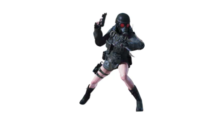 HD PC desktop wallpaper featuring a character from the video game Resident Evil: Revelations in tactical gear with a gun, set against a clean white background.