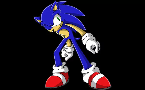 HD PC desktop wallpaper featuring Sonic the Hedgehog in a dynamic pose from the video game series on a black background.