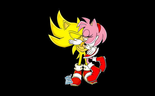 Video Game Sonic the Hedgehog Sonic Super Sonic Amy Rose SonAmy Kiss HD Wallpaper | Background Image