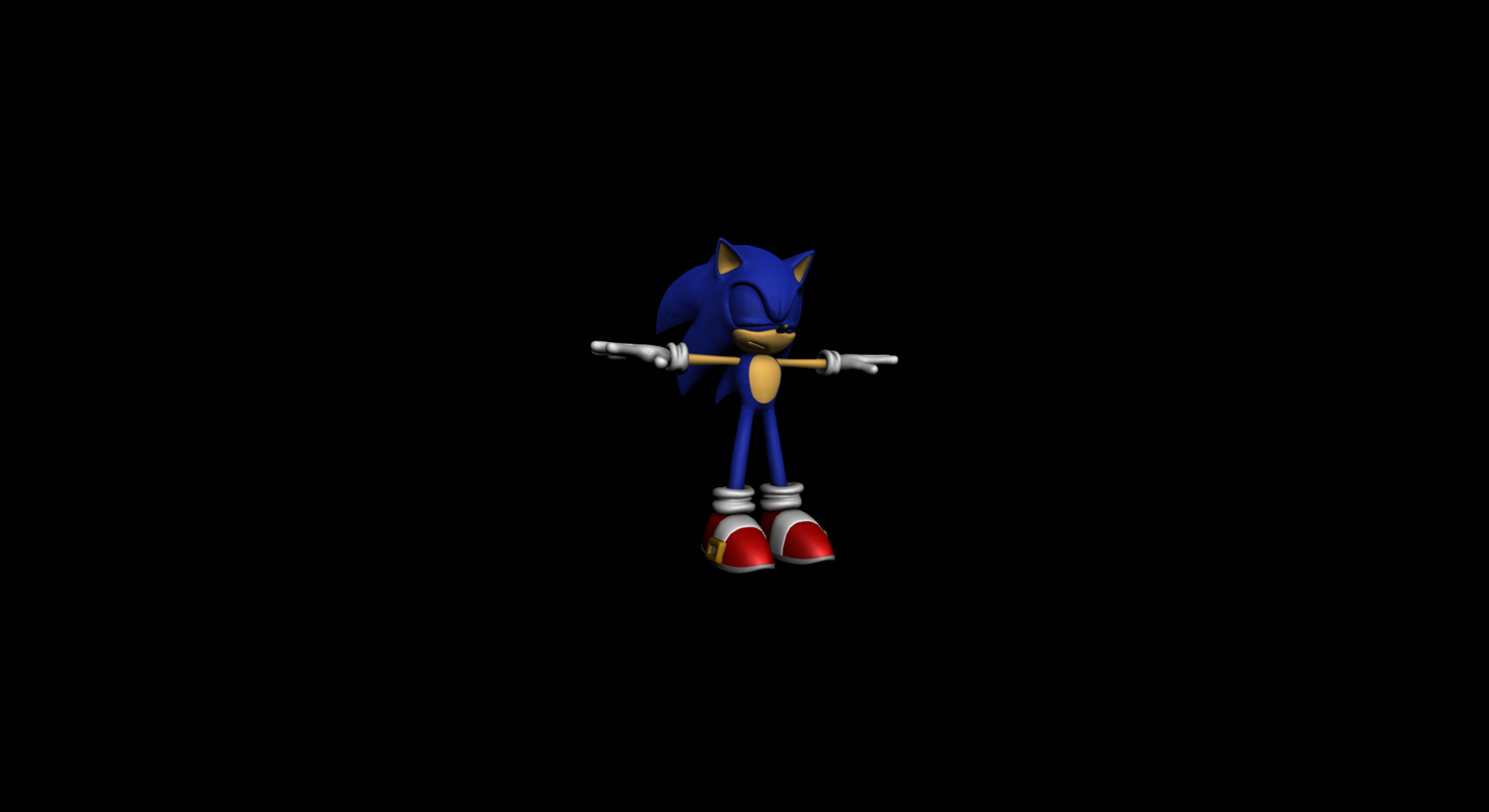 HD PC desktop wallpaper featuring Sonic the Hedgehog from the video game, standing with arms outstretched against a black background.