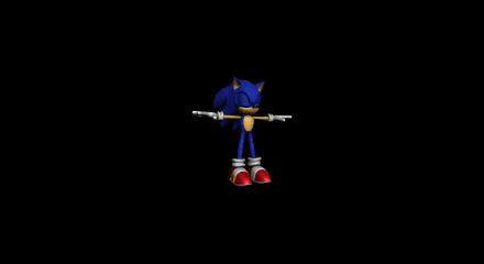 HD PC desktop wallpaper featuring Sonic the Hedgehog from the video game, standing with arms outstretched against a black background.
