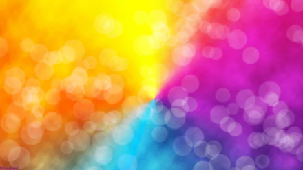 A vibrant HD desktop wallpaper showcasing a blend of artistic colors, featuring bright yellow, orange, and rich purples with soft bokeh effects.