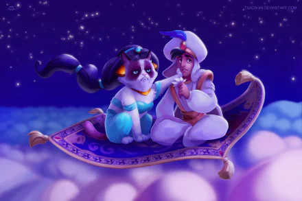 Aladdin grumpy cat funny movie HD Desktop Wallpaper | Background Image