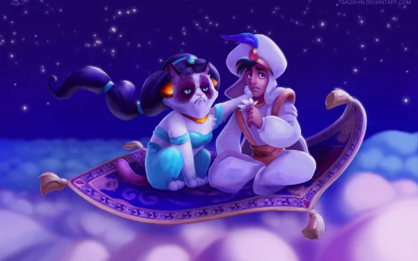 Aladdin grumpy cat funny movie HD Desktop Wallpaper | Background Image