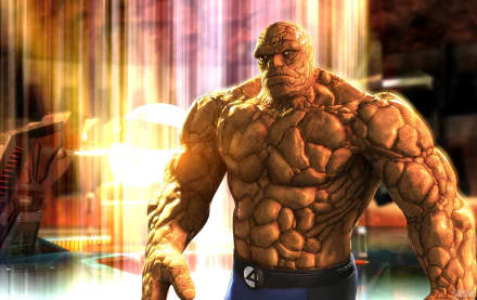 The image features the Thing from Marvel Comics, showcased in a vibrant HD desktop wallpaper, highlighting his iconic appearance from the Fantastic Four movie.