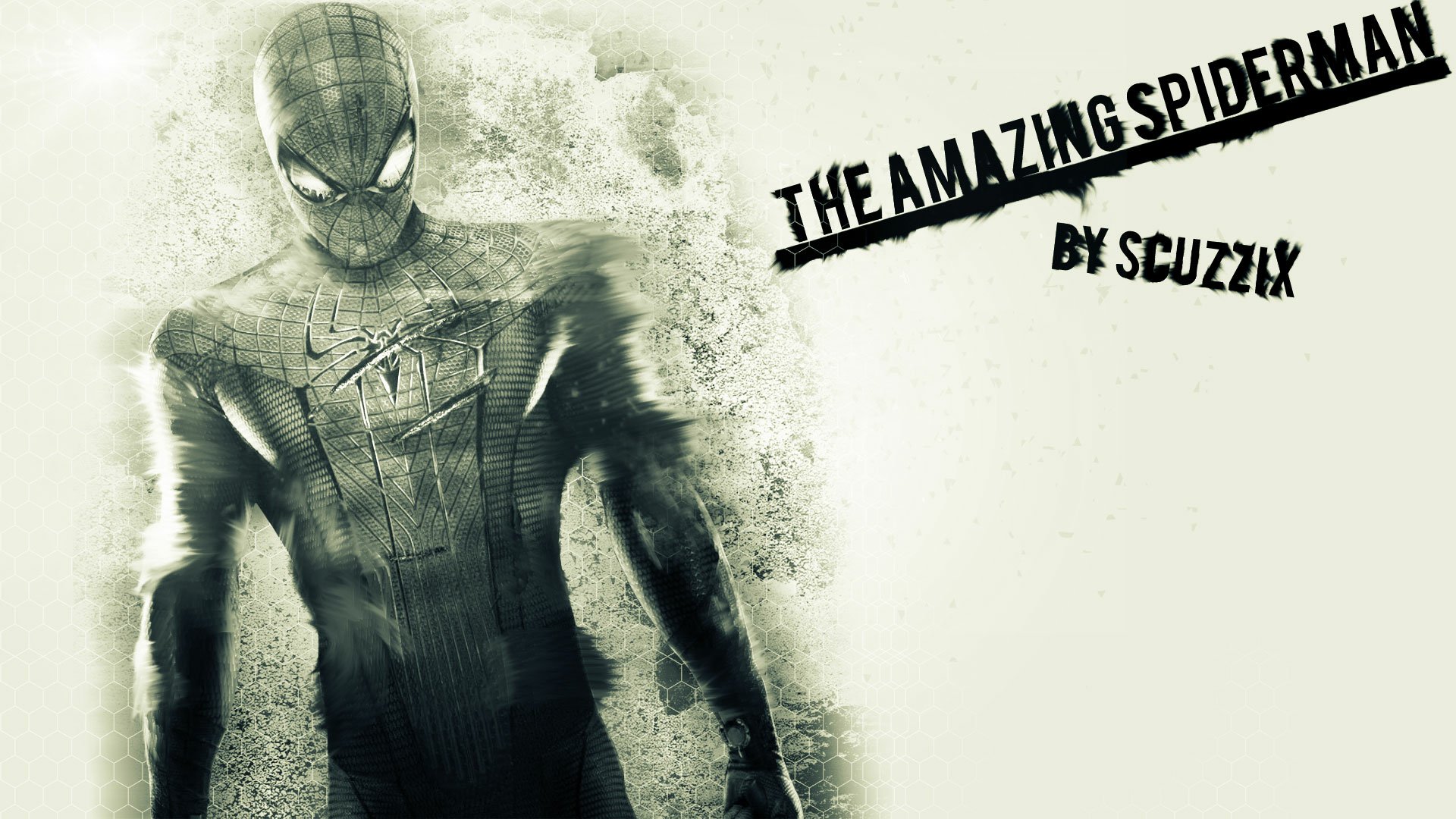 HD PC desktop wallpaper featuring Spider-Man from the movie The Amazing Spider-Man with a dark, textured background and stylized text.