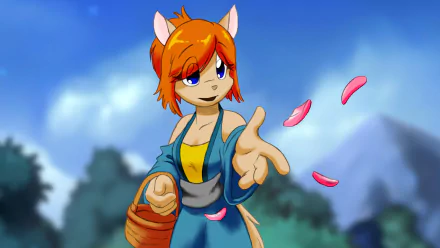 HD wallpaper from Dust: An Elysian Tail featuring an animated fox-like character with orange hair in a natural background.