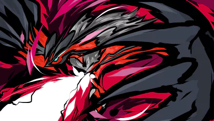 4K Ultra HD PC desktop wallpaper featuring Yveltal, the dark and flying-type Pokémon, depicted in bold red and black colors from the Pokémon video game series.