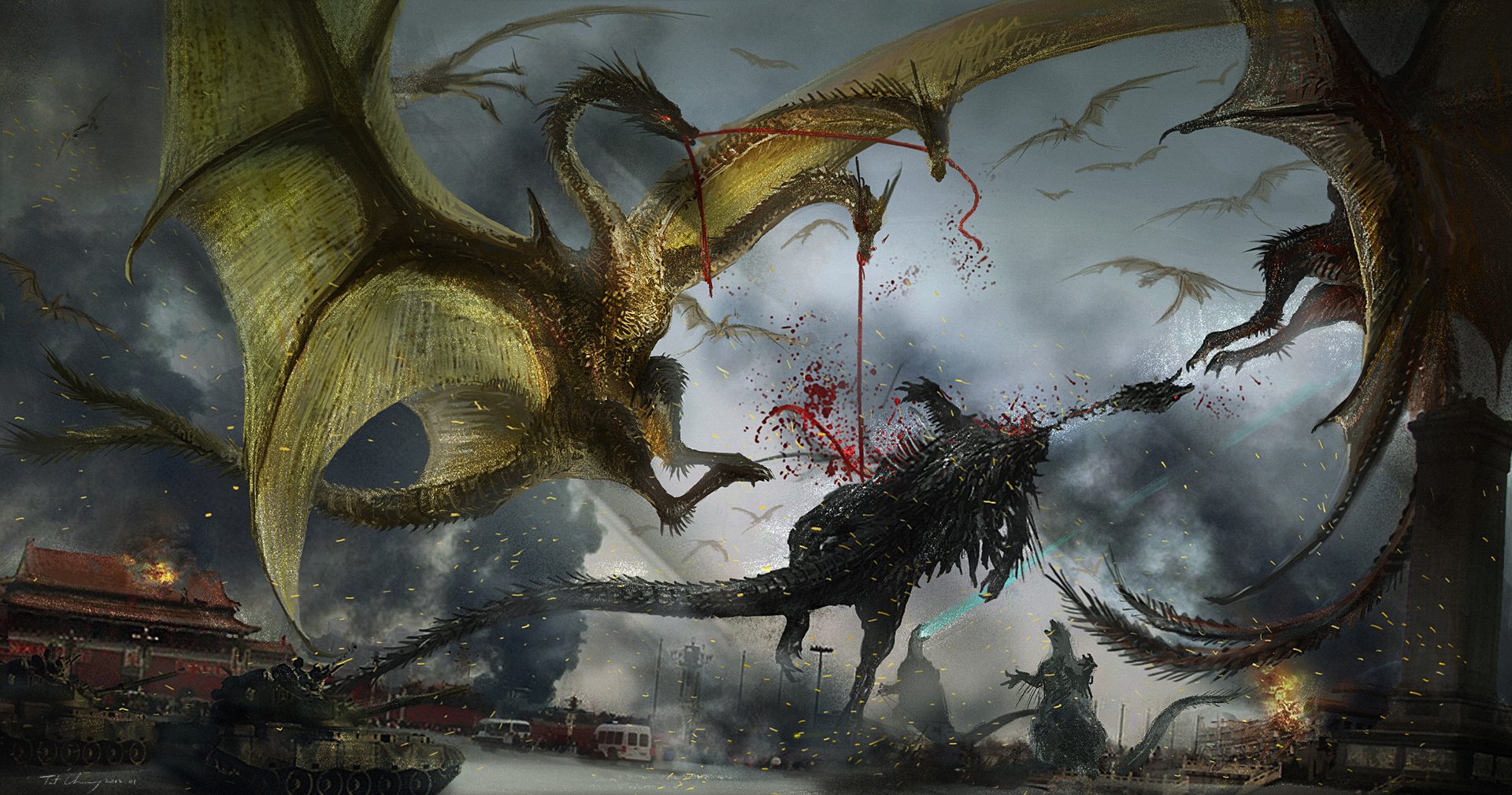 Godzilla vs. King Ghidorah King of the Monsters, King Geedorah HD phone  wallpaper | Pxfuel