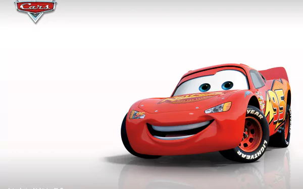 HD wallpaper featuring Lightning McQueen from Pixar's Cars. The vibrant red racing car has a friendly expression, showcasing the character's charm and personality.