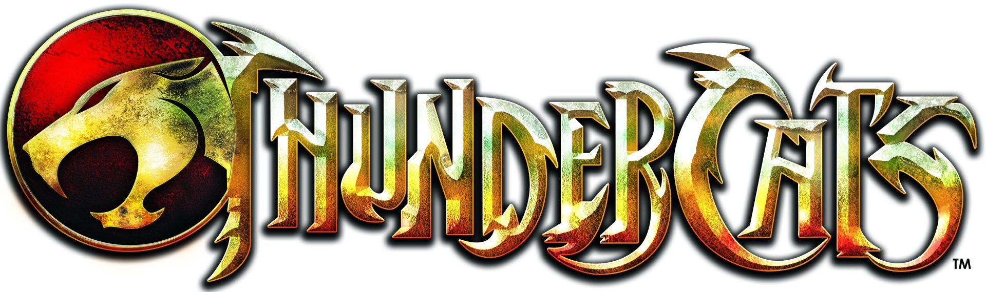 HD PC desktop wallpaper featuring the 1985 TV show Thundercats logo with a metallic, fiery design.