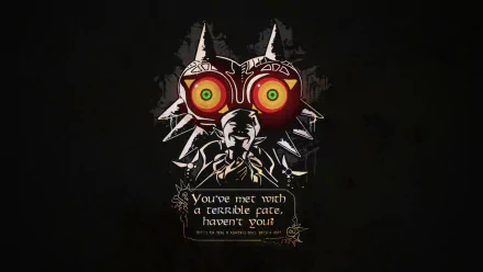 HD PC desktop wallpaper featuring Majora's Mask from the video game The Legend of Zelda: Majora's Mask with the quote You are met with a terrible fate, haven't you?