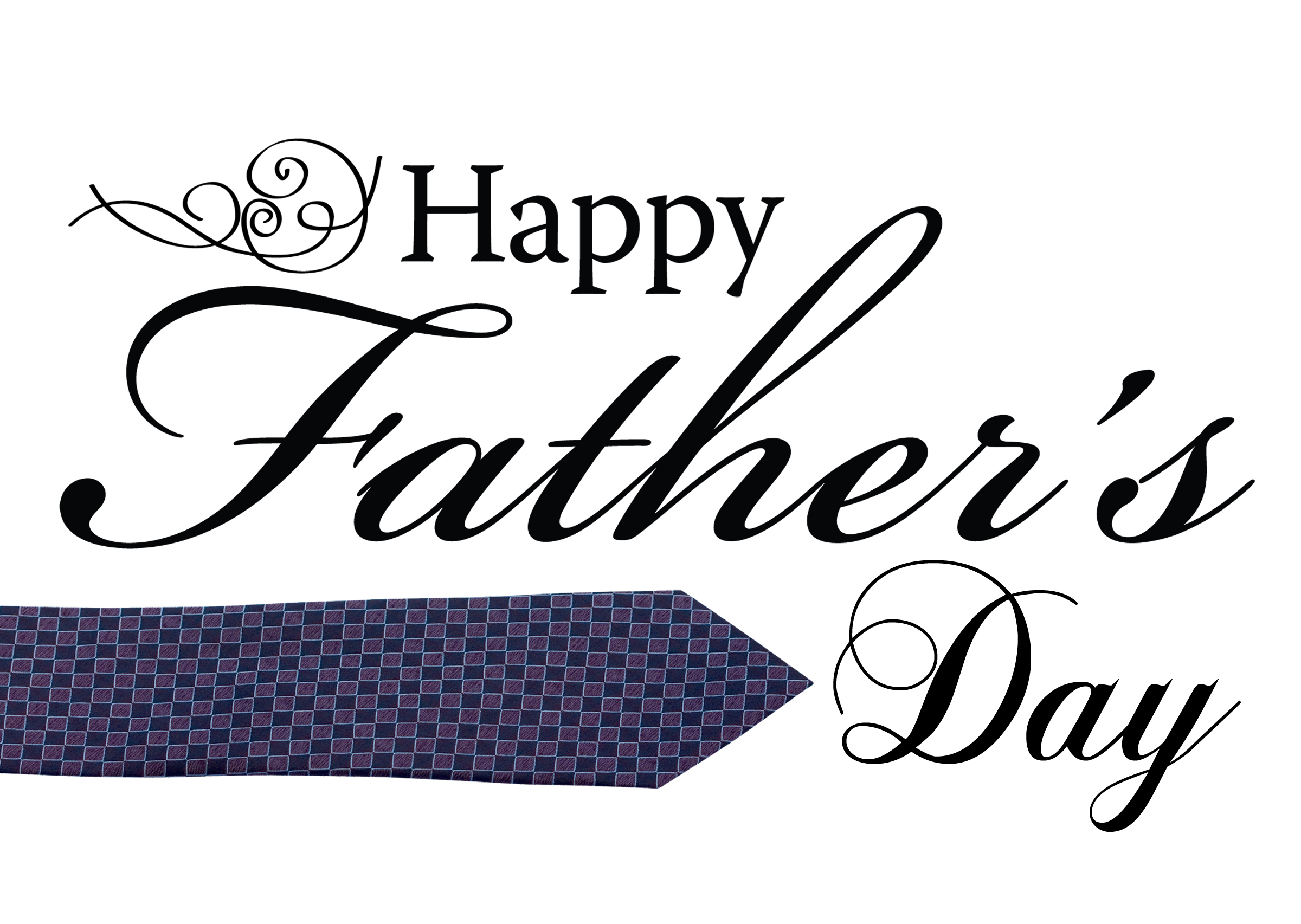 HD desktop wallpaper of Father's Day featuring elegant script with Happy Father's Day text and a stylized necktie graphic.
