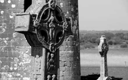 monastery cross Ireland Clonmacnoise religious Clonmacnoise Monastery HD Desktop Wallpaper | Background Image