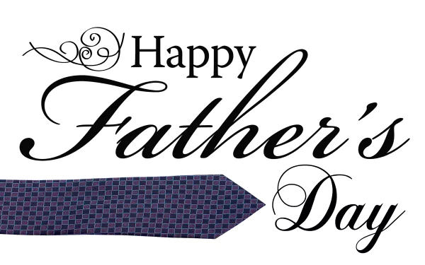 HD desktop wallpaper of Father's Day featuring elegant script with Happy Father's Day text and a stylized necktie graphic.