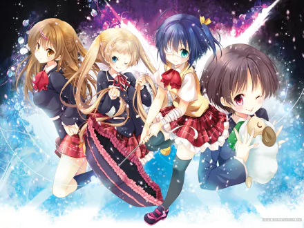 Anime-inspired HD wallpaper featuring characters from Love, Chunibyo & Other Delusions, showcasing vibrant colors and a magical atmosphere. Perfect for fans of the series.