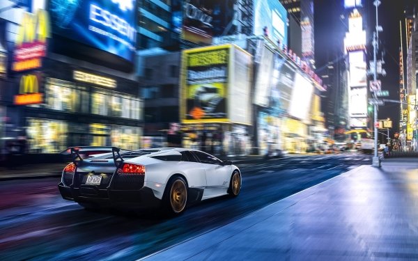 Véhicules Lamborghini Murciélago Lamborghini White Car Sport Car Ville Flou Fond d'écran HD | Image