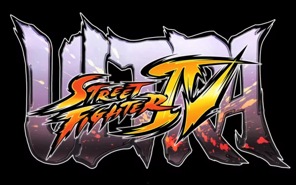 Ultra Street Fighter IV video game logo on black background — HD PC desktop wallpaper and background featuring stylized USFIV lettering and a fiery Street Fighter IV emblem.