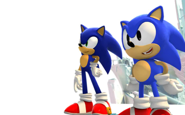 HD PC desktop wallpaper featuring two Sonic the Hedgehog characters from the video game Sonic Generations against a white background.