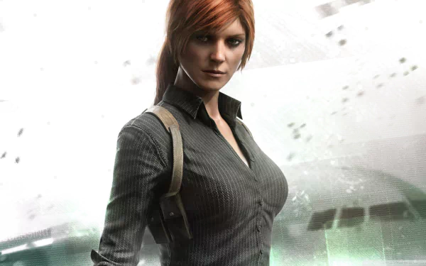 HD PC desktop wallpaper featuring a female character from the video game Tom Clancy's Splinter Cell: Blacklist in a tactical outfit with a determined expression.