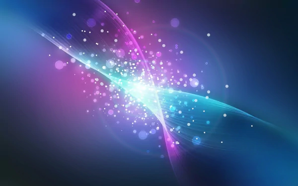 An abstract HD wallpaper featuring vibrant shades of purple and blue, with luminous particles creating a dynamic, ethereal effect against a dark background.