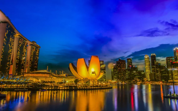 Singapore art science museum man made Marina Bay Sands HD Desktop Wallpaper | Background Image