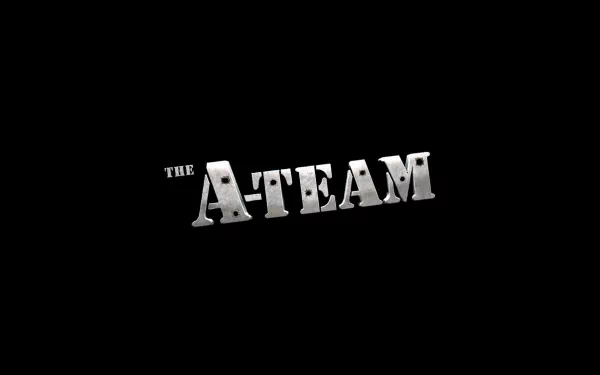 HD PC desktop wallpaper featuring the bold silver logo of the movie The A-Team on a black background.