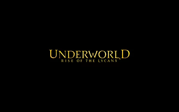 HD PC desktop wallpaper featuring the title logo of the movie Underworld: Rise of the Lycans on a black background.