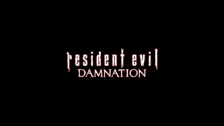 Resident Evil: Damnation movie logo centered on a black field — HD PC desktop wallpaper and background.