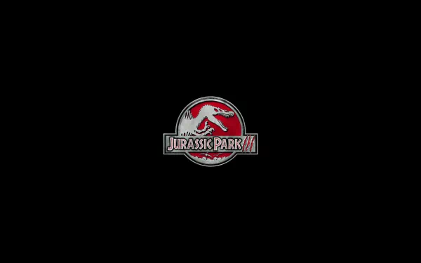 Jurassic Park III movie logo centered on a black HD PC desktop wallpaper and background
