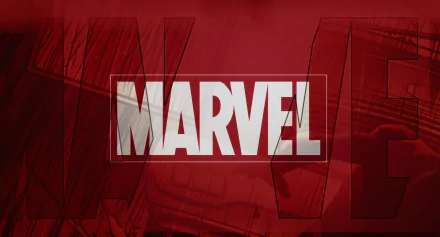 HD desktop wallpaper featuring a red background with the bold white Marvel logo at the center. The image is tagged with red,logo,Comic,Marvel Comics.