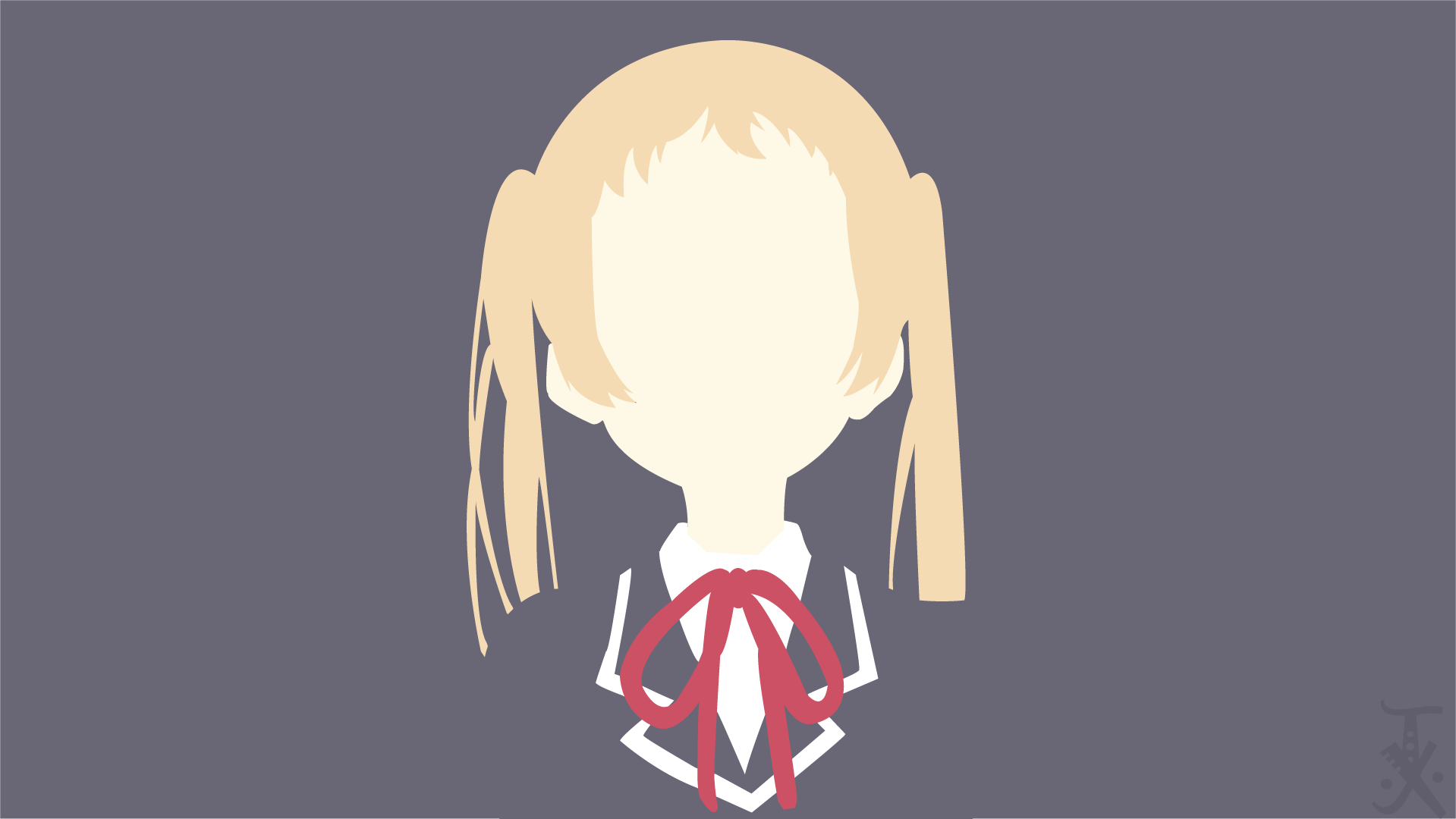 Stylized HD desktop wallpaper featuring Sanae Dekomori from Love, Chunibyo & Other Delusions, showcasing the character in a minimalist design.