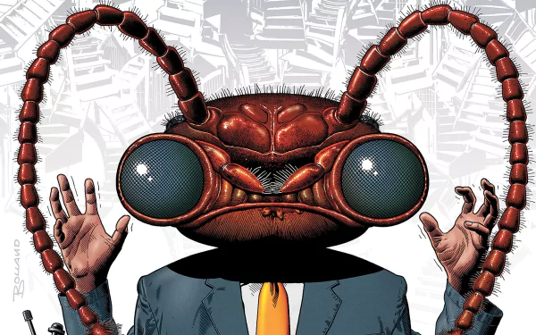 HD PC desktop wallpaper featuring a comic-style illustration of a character with an ant-like head and large eyes from Dial H.