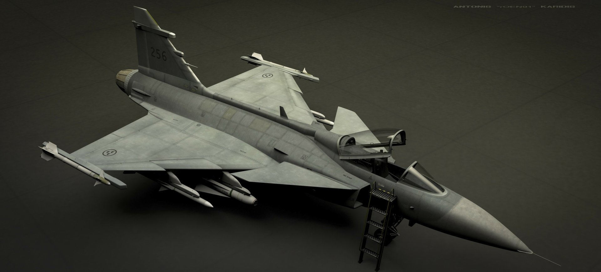 4K Ultra HD desktop wallpaper featuring a detailed Saab JAS 39 Gripen military aircraft on a dark background.