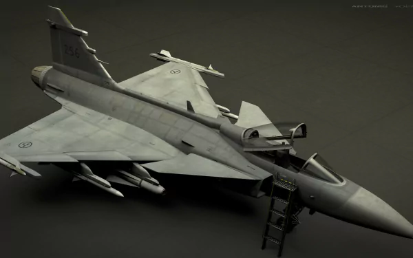 4K Ultra HD desktop wallpaper featuring a detailed Saab JAS 39 Gripen military aircraft on a dark background.