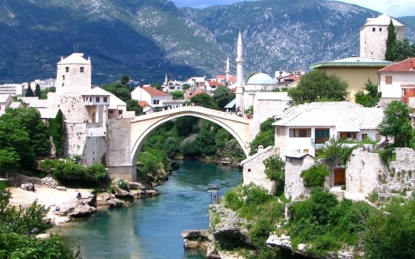 Man Made Mostar Towns Bosnia and Herzegovina Bosnia Mosque Bridge HD Wallpaper | Background Image