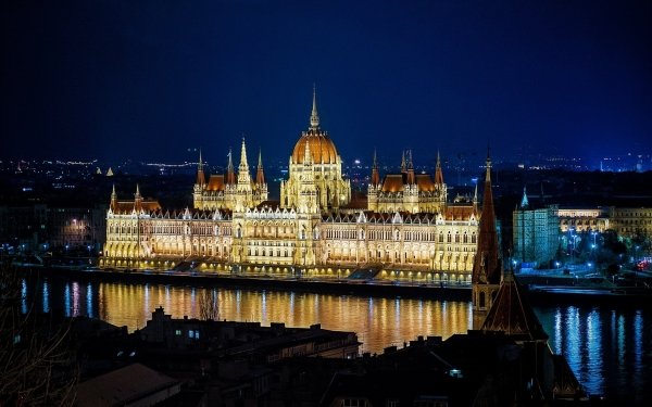 Man Made Hungarian Parliament Building Monuments Budapest Hungary Night HD Wallpaper | Background Image