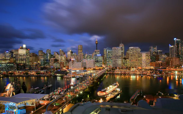  Darling Harbour At Night - Sydney Australia