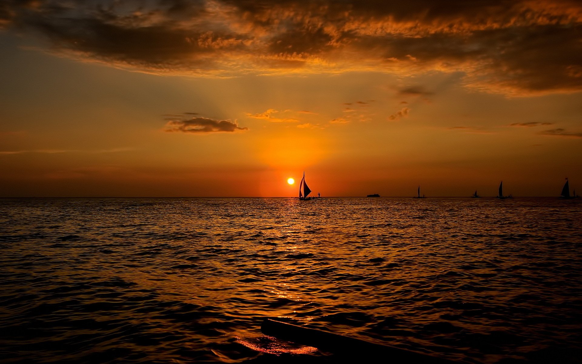 Serene Nature Sunset HD Wallpaper: Ocean’s Golden Glow | 1920x1200 ...