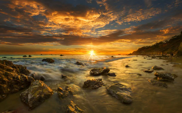 tide cloud seashore nature sunset HD Desktop Wallpaper | Background Image