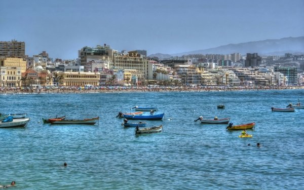 Man Made Las Palmas Towns Spain Canary Islands Sea Beach Tropics HD Wallpaper | Background Image