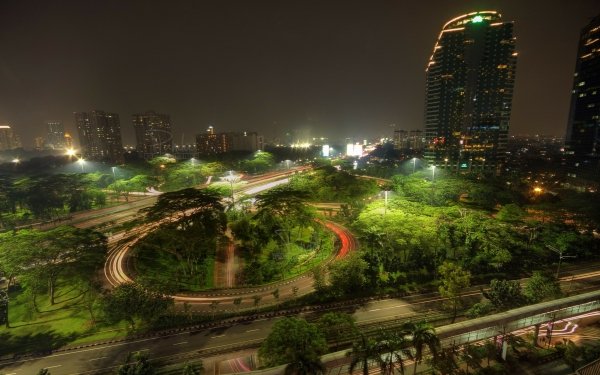 Man Made Jakarta Cities Indonesia Java Night HD Wallpaper | Background Image