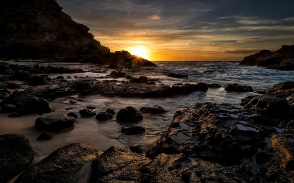 Nature Seashore Sunset Twilight Sea HD Wallpaper | Background Image