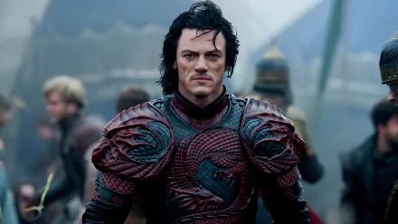 HD desktop wallpaper featuring a scene from the movie Dracula Untold with a character dressed in armor.