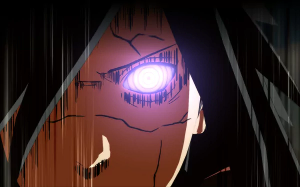 HD desktop wallpaper featuring Madara Uchiha from Naruto Shippuden: Ultimate Ninja Storm Revolution, showcasing his intense expression and iconic glowing eye.