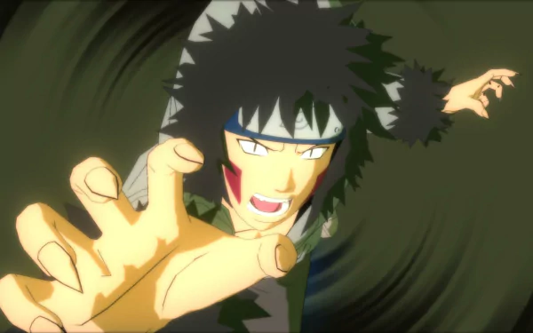 Kiba Inuzuka from Naruto reaches out with determination in this vibrant HD wallpaper from Naruto Shippuden: Ultimate Ninja Storm Revolution.