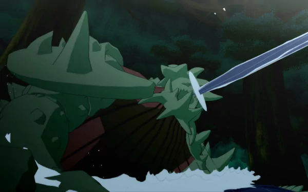 Isobu, the three‑tailed beast from Naruto, struck by a glowing sword — HD PC desktop wallpaper from the Naruto Shippuden: Ultimate Ninja Storm Revolution video game.